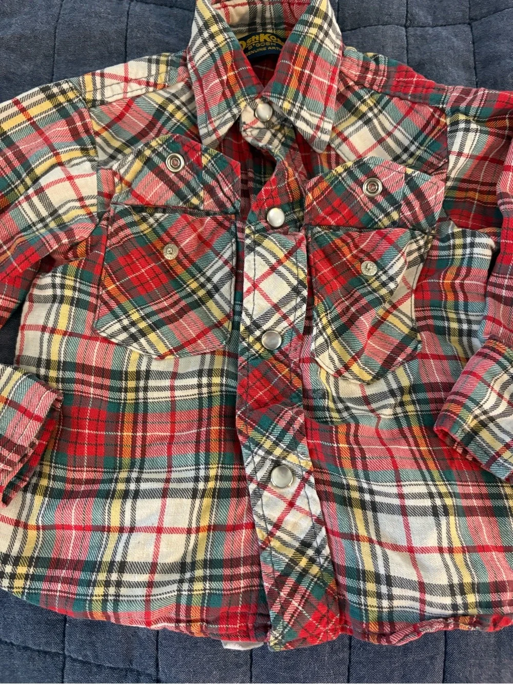 OshKosh B'gosh VTG Fall Holiday Plaid Western Pearl Snap Button-Down Shirt, 2